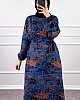 Batik Desenli Elbise - Mavi