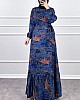 Batik Desenli Elbise - Mavi