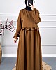 Beli Fırfırlı Elbise - Kahverengi