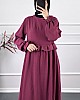 Beli Fırfırlı Elbise - Mor