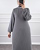 Boğazlı Elbise - Gri