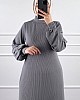 Boğazlı Elbise - Gri