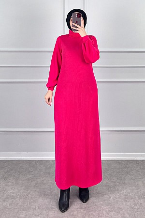 Boğazlı Elbise - Pembe
