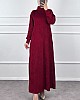 Boğazlı Scuba Kumaş Elbise - Bordo
