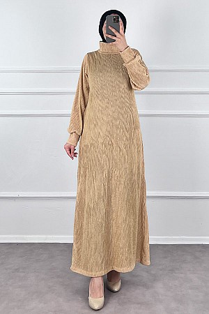 Boğazlı Scuba Kumaş Elbise - Krem Boğazlı Scuba Kumaş Elbise - Krem