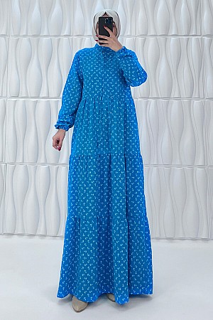 Çapa Baskılı Elbise - Mavi