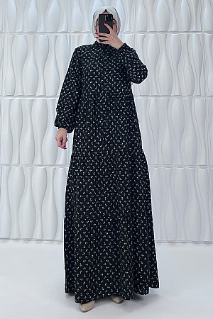 Çapa Baskılı Elbise - Siyah Çapa Baskılı Elbise - Siyah