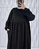 Cepli İki İplik Elbise - Siyah