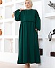Cepli Salaş Fırfır Detaylı Elbise - Çam Yeşili Cepli Salaş Fırfır Detaylı Elbise - Çam Yeşili