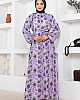 Çiçek Desen Reglan Elbise - Lila