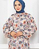 Çiçek Desen Reglan Elbise - Taş