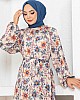 Çiçek Desen Reglan Elbise - Taş
