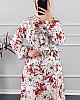 Çiçek Desenli Keten Elbise