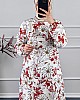 Çiçek Desenli Keten Elbise