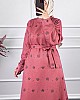 Çiçek Desenli Kışlık Elbise - Pembe
