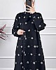 Çiçek Desenli Kışlık Elbise - Siyah