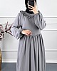 Çift Fırfırlı Elbise - Gri Çift Fırfırlı Elbise - Gri