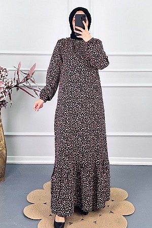 Çıtır Desen Elbise - Kırmızı