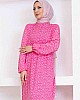 Çıtır Desenli Pamuk Viskon Elbise - Pembe