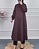 Çıtır Desenli Uzun Tunik - Mürdüm
