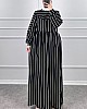 Çizgili İki İplik Elbise - Siyah