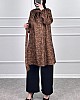 Desenli Tesettür Takım - Camel