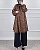 Desenli Tesettür Takım - Camel