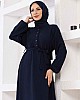 Düğmeli Ayrobin Kumaş Elbise - Lacivert