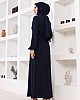 Düğmeli Ayrobin Kumaş Elbise - Lacivert