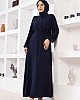 Düğmeli Ayrobin Kumaş Elbise - Lacivert