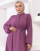Düğmeli Ayrobin Kumaş Elbise - Lila