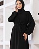 Düğmeli Ayrobin Kumaş Elbise - Siyah