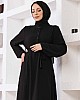 Düğmeli Ayrobin Kumaş Elbise - Siyah