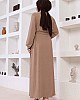 Düğmeli Ayrobin Kumaş Elbise - Vizon