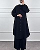 Düğmeli Ayrobin Tesettür Takım - Siyah