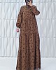 Düğmeli Bağlamalı Tesettür Elbise - Kahverengi Düğmeli Bağlamalı Tesettür Elbise - Kahverengi