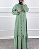 Düğmeli Bağlamalı Ferace Elbise - Su Yeşili Düğmeli Bağlamalı Ferace Elbise - Su Yeşili