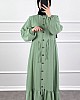 Düğmeli Bağlamalı Ferace Elbise - Su Yeşili Düğmeli Bağlamalı Ferace Elbise - Su Yeşili