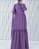 Düğmeli Fırfır Detaylı Elbise - Mor