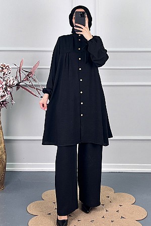 Düğmeli İkili Takim - Siyah