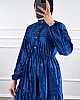 Düğmeli Kadife Elbise - Mavi Düğmeli Kadife Elbise - Mavi
