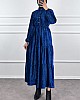 Düğmeli Kadife Elbise - Mavi Düğmeli Kadife Elbise - Mavi