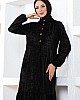 Düğmeli Kadife Elbise - Siyah Düğmeli Kadife Elbise - Siyah