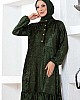Düğmeli Kadife Elbise - Yeşil