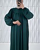 Düğmeli Robadan Elbise - Çam Yeşili
