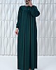 Düğmeli Robadan Elbise - Çam Yeşili