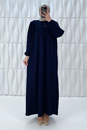 Düğmeli Robadan Elbise - Lacivert Düğmeli Robadan Elbise - Lacivert