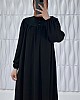 Düğmeli Robadan Elbise - Siyah
