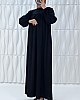 Düğmeli Robadan Elbise - Siyah