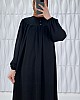 Düğmeli Robadan Elbise - Siyah